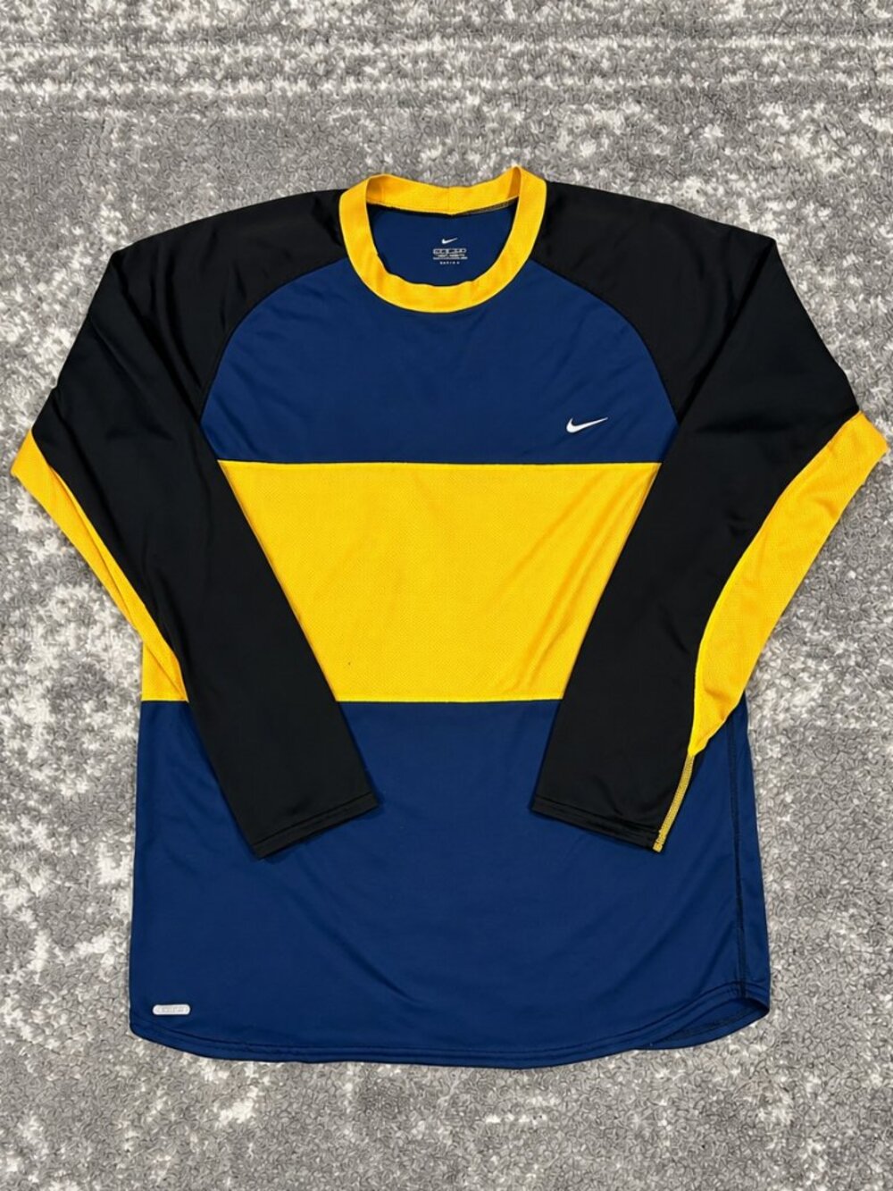 Nike Dri-FIT Blue Yellow Black Colorblock Long Sleeve Training Shirt